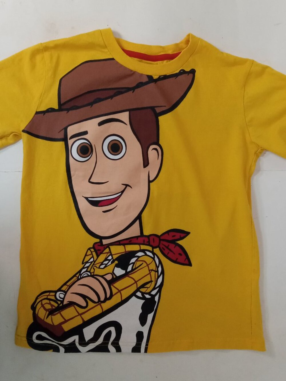 Disney Child Sz 10 / 12 Boy Girl Yellow Toy Story Woody Sheriff T-Shirt Tee